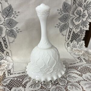 Fenton Milk Glass Silver Crest With Spanish Lace Bell